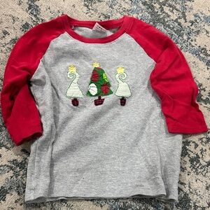 Festive Kids Raglan Shirt - Red & Gray
